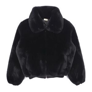 NEW Brandy Melville Georgina Faux Fur Bomber Jacket Black Y2k 90s Clean Girl